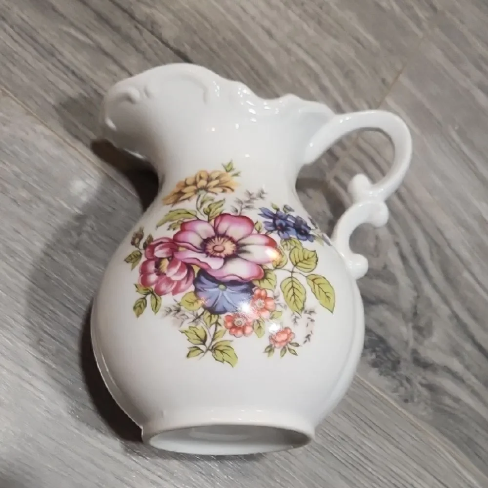 Vintage Andrea By Sadek Small Porcelin Floral Rose Pitcher
